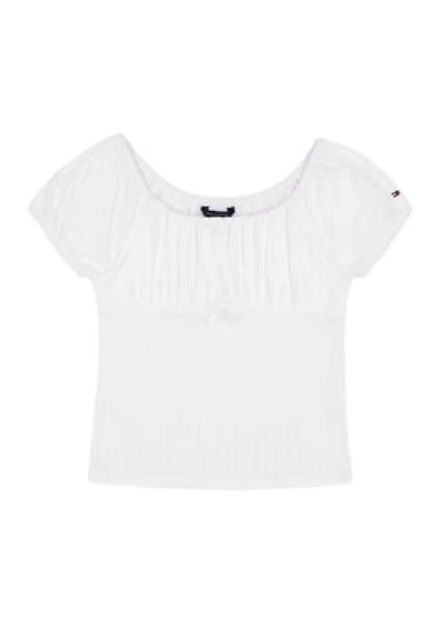Girls 7-17 Puff Sleeve Cotton Top