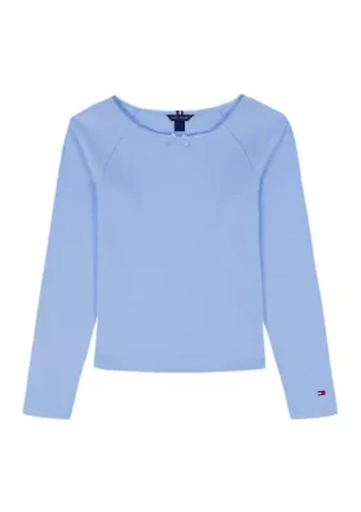 Girls 7-16 Blu Rib Long Sleeve Top