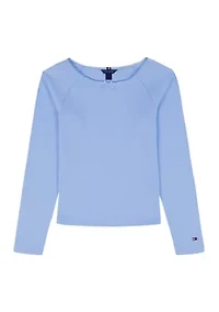 Girls 7-16 Blu Rib Long Sleeve Top