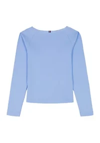 Girls 7-16 Blu Rib Long Sleeve Top