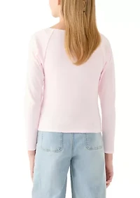 Girls 7-16 Pink Rib Scoop Neck Top