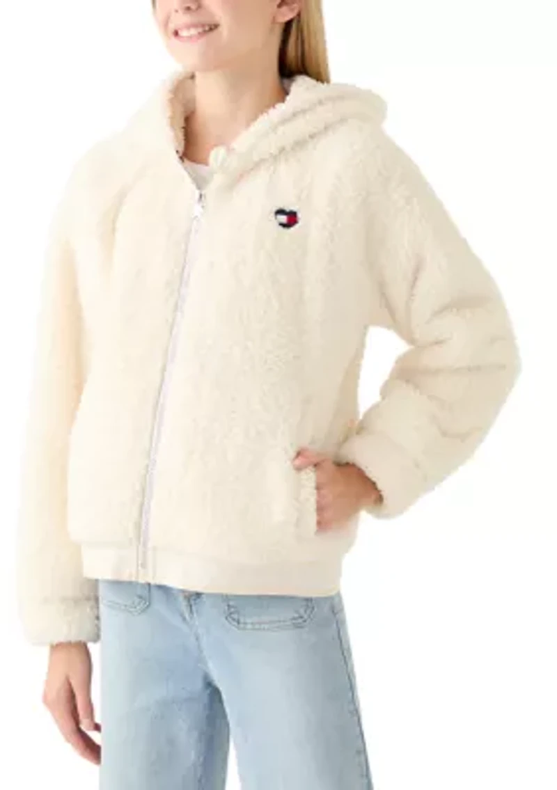 Girls 7-16 White Minky Jacket
