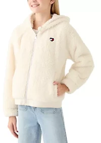Girls 7-16 White Minky Jacket