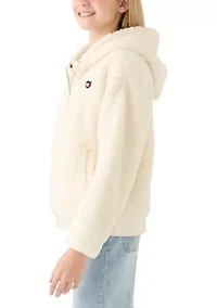 Girls 7-16 White Minky Jacket