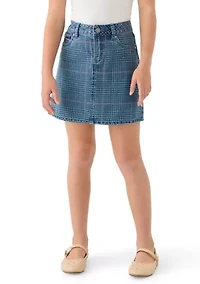 Girls 7-16 Plaid Denim Skirt