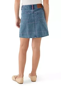 Girls 7-16 Plaid Denim Skirt