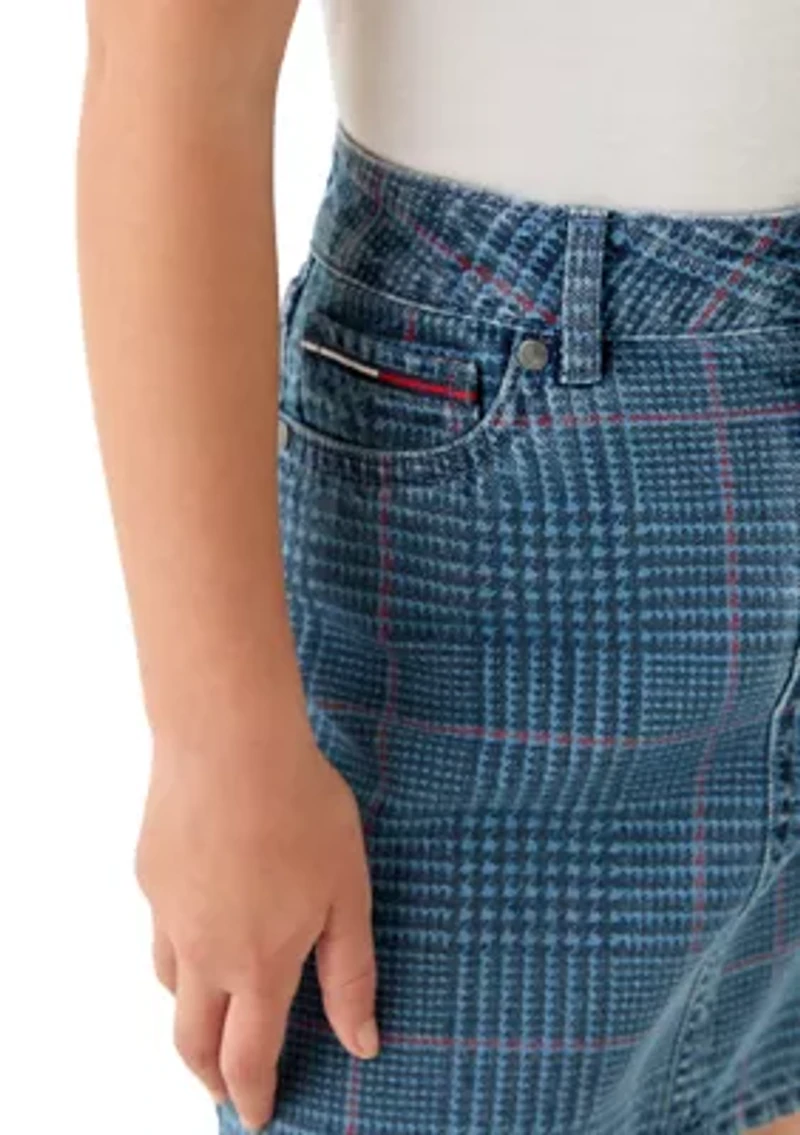 Girls 7-16 Plaid Denim Skirt