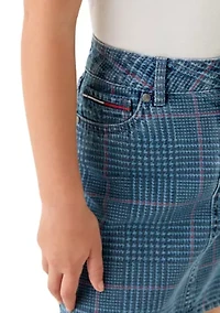 Girls 7-16 Plaid Denim Skirt