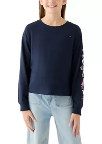 Girls 7-16 Long Sleeve Stacked Tommy Shirt