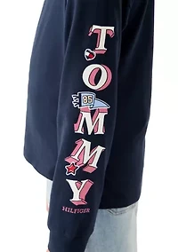 Girls 7-16 Long Sleeve Stacked Tommy Shirt