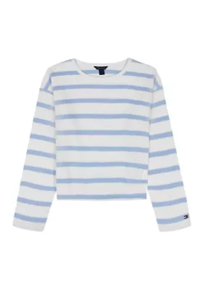 Girls 7-16 Waffle Stripe Top