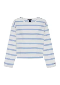 Girls 7-16 Waffle Stripe Top