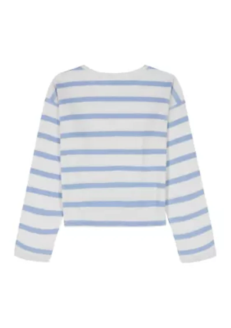 Girls 7-16 Waffle Stripe Top