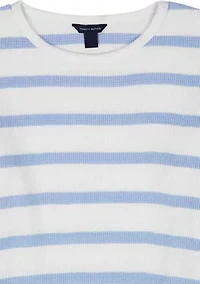 Girls 7-16 Waffle Stripe Top