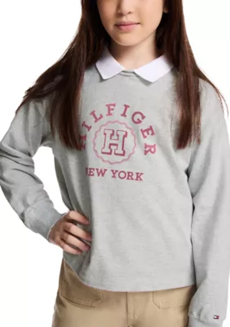 Girls 7-16 Collared Sweatshirt