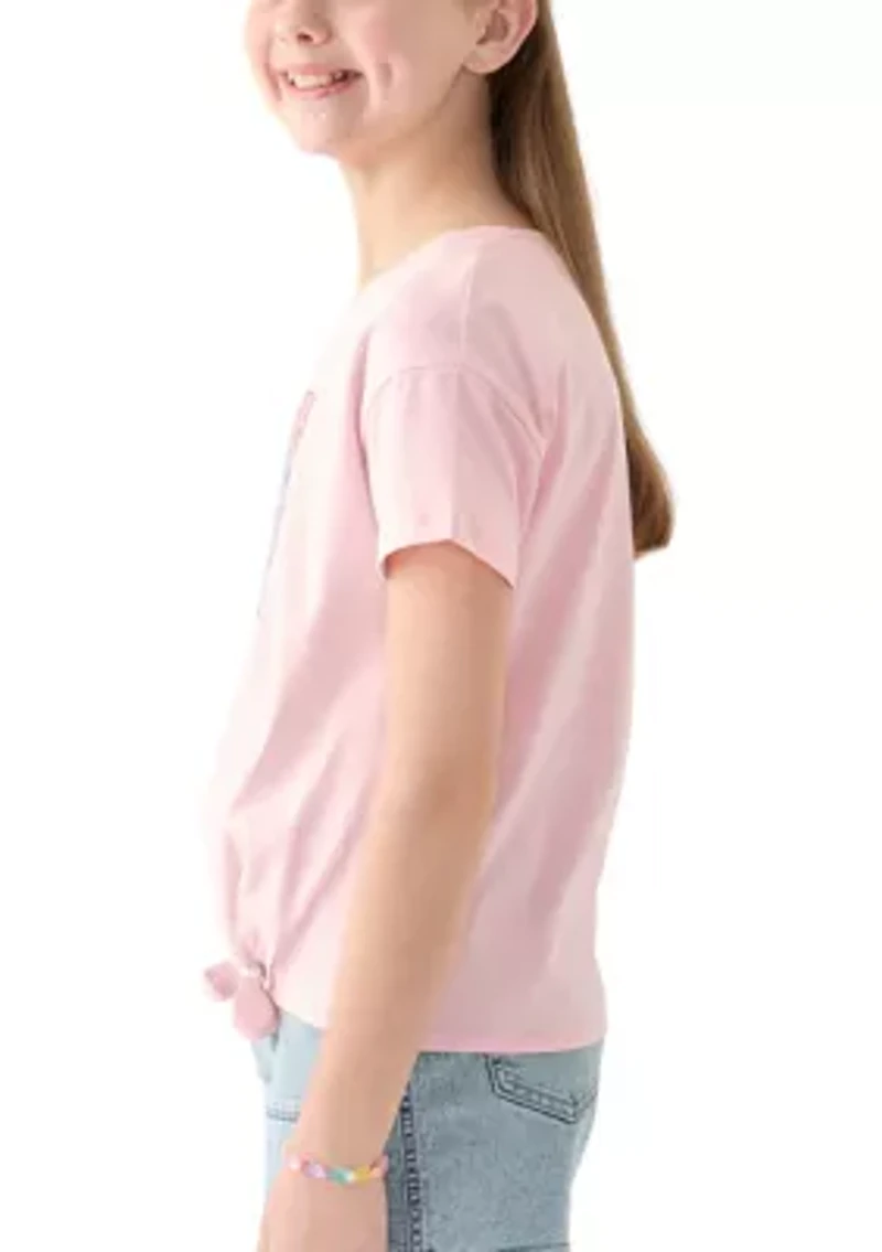 Girls 7-16 Sequin Side Tie Short Sleeve T-Shirt
