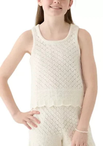 Girls 7-16 Crochet Sweater Tank Top