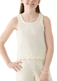 Girls 7-16 Crochet Sweater Tank Top