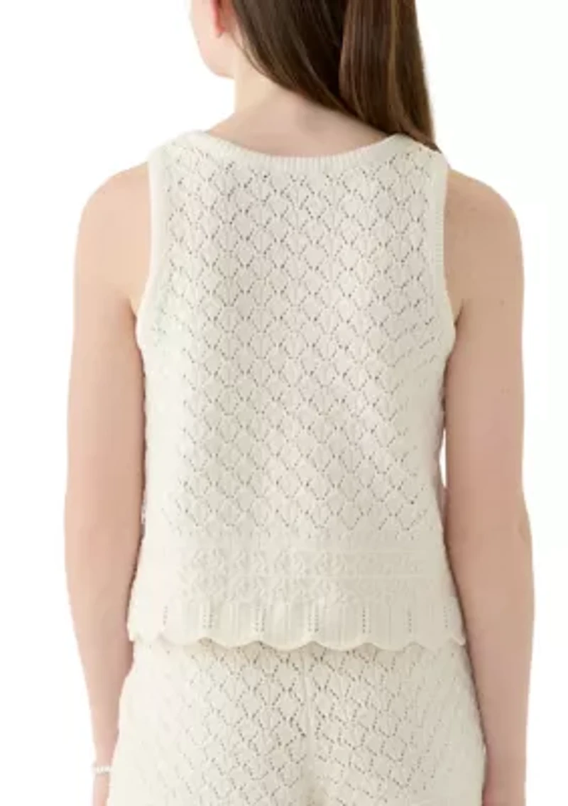 Girls 7-16 Crochet Sweater Tank Top