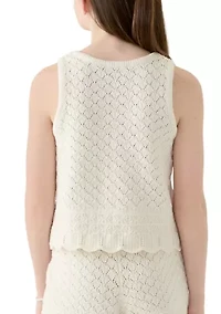 Girls 7-16 Crochet Sweater Tank Top