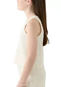 Girls 7-16 Crochet Sweater Tank Top