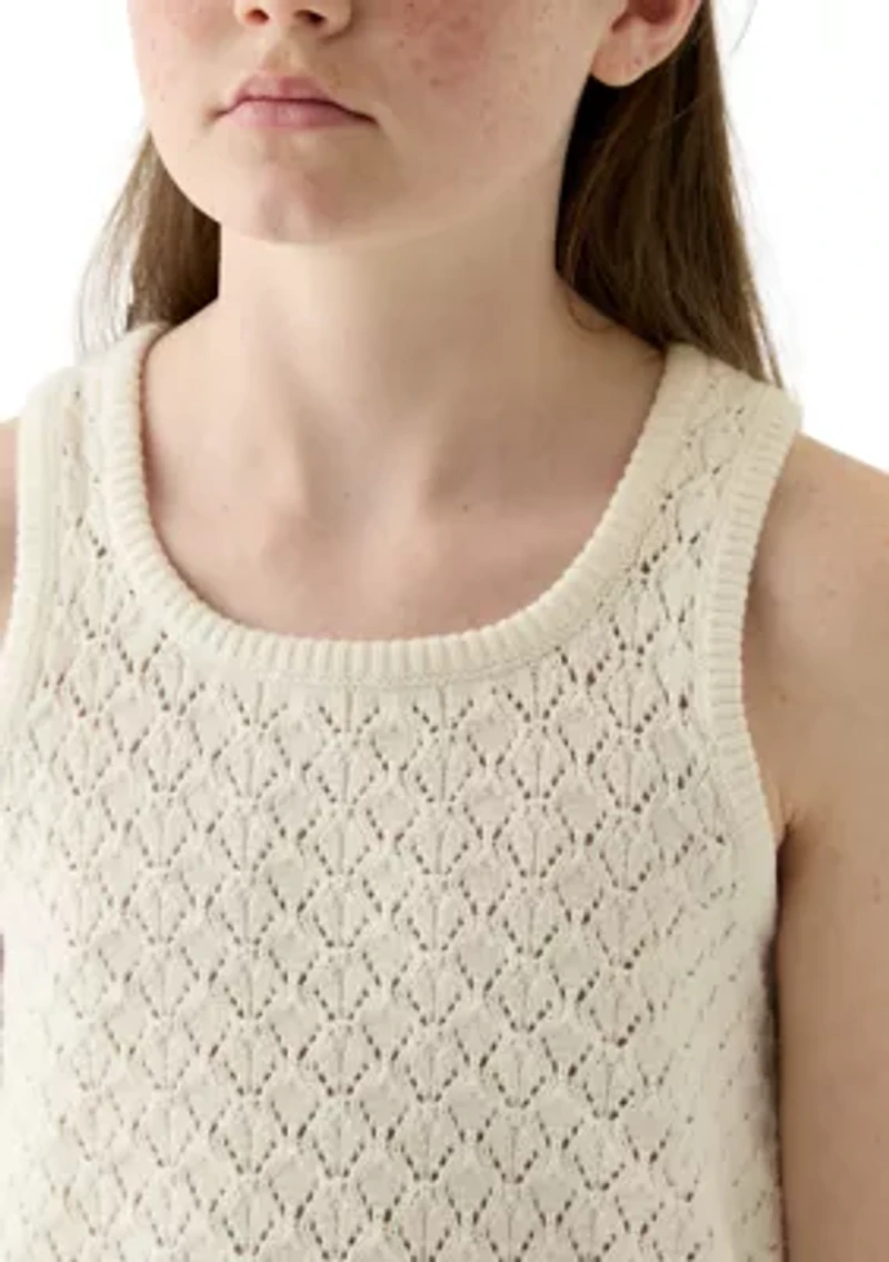 Girls 7-16 Crochet Sweater Tank Top