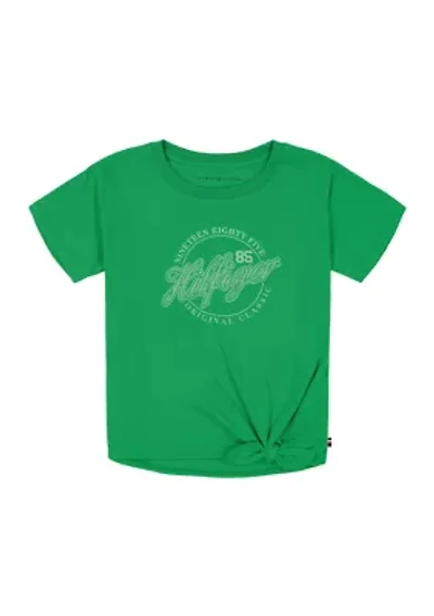 Girls 7-16 Script Logo Graphic Twist Front T-Shirt