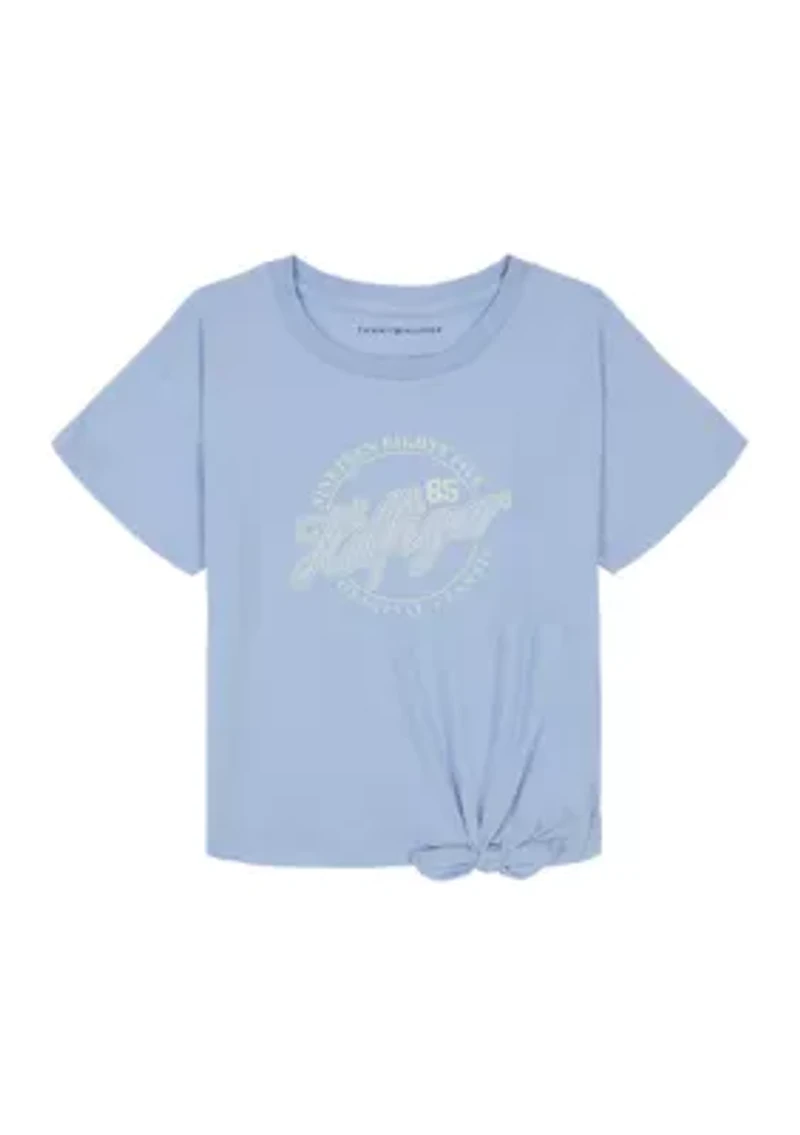 Girls 7-16 Script Logo Graphic Twist Front T-Shirt