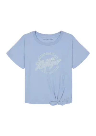 Girls 7-16 Script Logo Graphic Twist Front T-Shirt