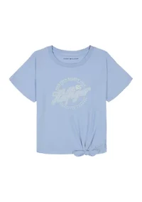 Girls 7-16 Script Logo Graphic Twist Front T-Shirt