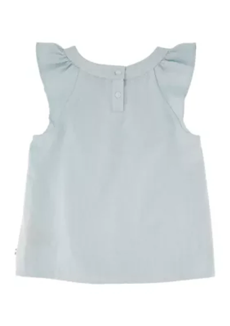 Girls 7-16 Short Sleeve Denim Top