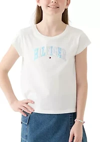 Girls 7-16 Arched Sequin Boxy Top