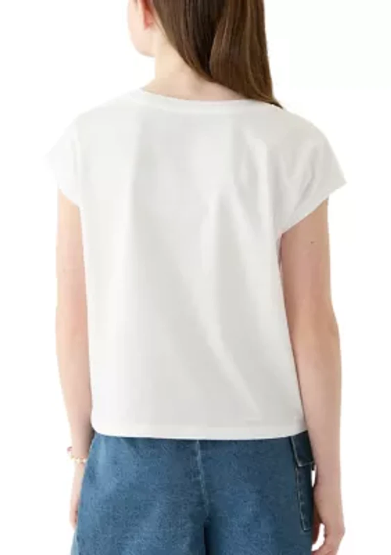 Girls 7-16 Arched Sequin Boxy Top