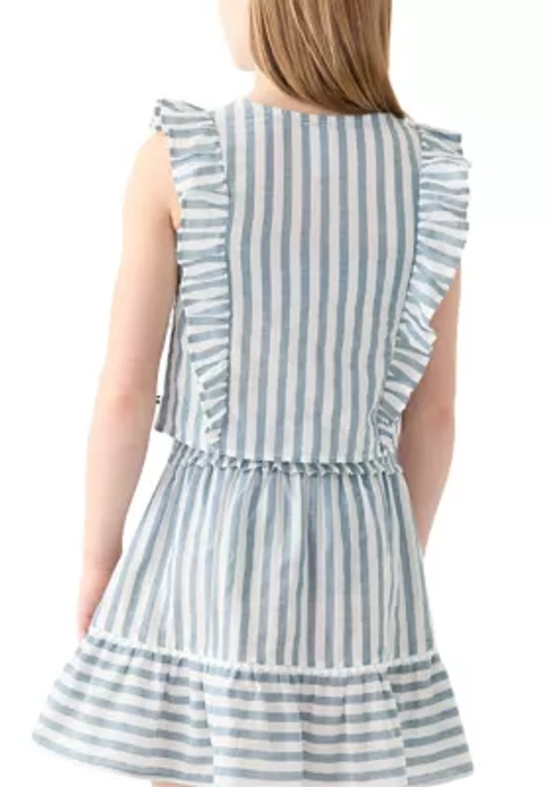 Girls 7-16 Yarn Dyed Short Sleeve Top