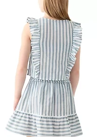 Girls 7-16 Yarn Dyed Short Sleeve Top