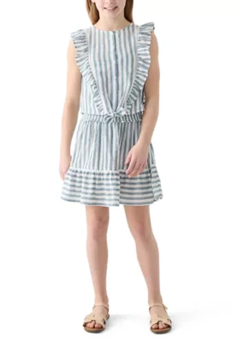 Girls 7-16 Yarn Dyed Short Sleeve Top