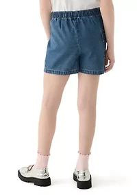 Girls 7-16 Denim Wrap Cargo Skort