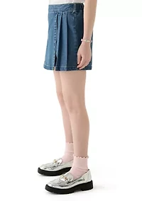 Girls 7-16 Denim Wrap Cargo Skort