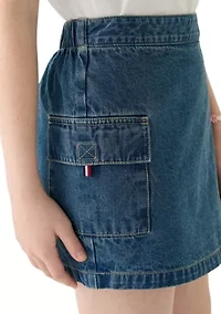 Girls 7-16 Denim Wrap Cargo Skort