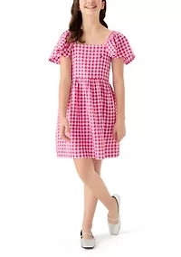 Girls 7-16 Gingham Shirtdress