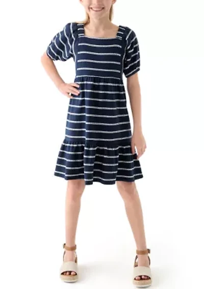 Girls 7-16 Rope Stripe Tiered Dress