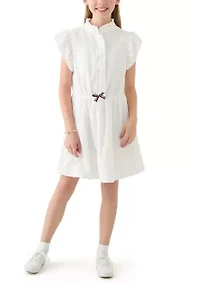 Girls 7-16 Dobby Short Sleeve Shirtdress
