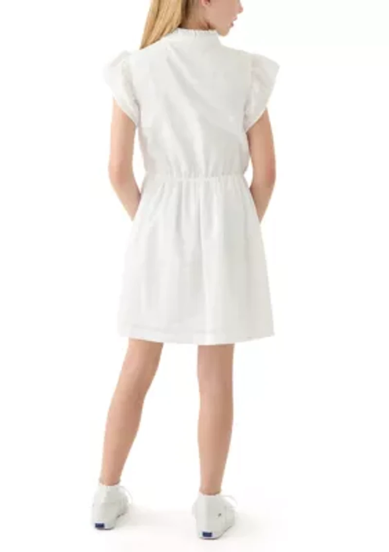 Girls 7-16 Dobby Short Sleeve Shirtdress