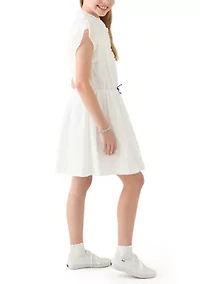 Girls 7-16 Dobby Short Sleeve Shirtdress