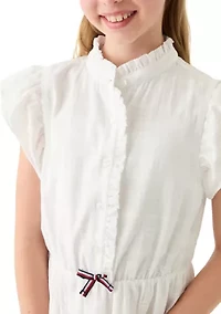 Girls 7-16 Dobby Short Sleeve Shirtdress