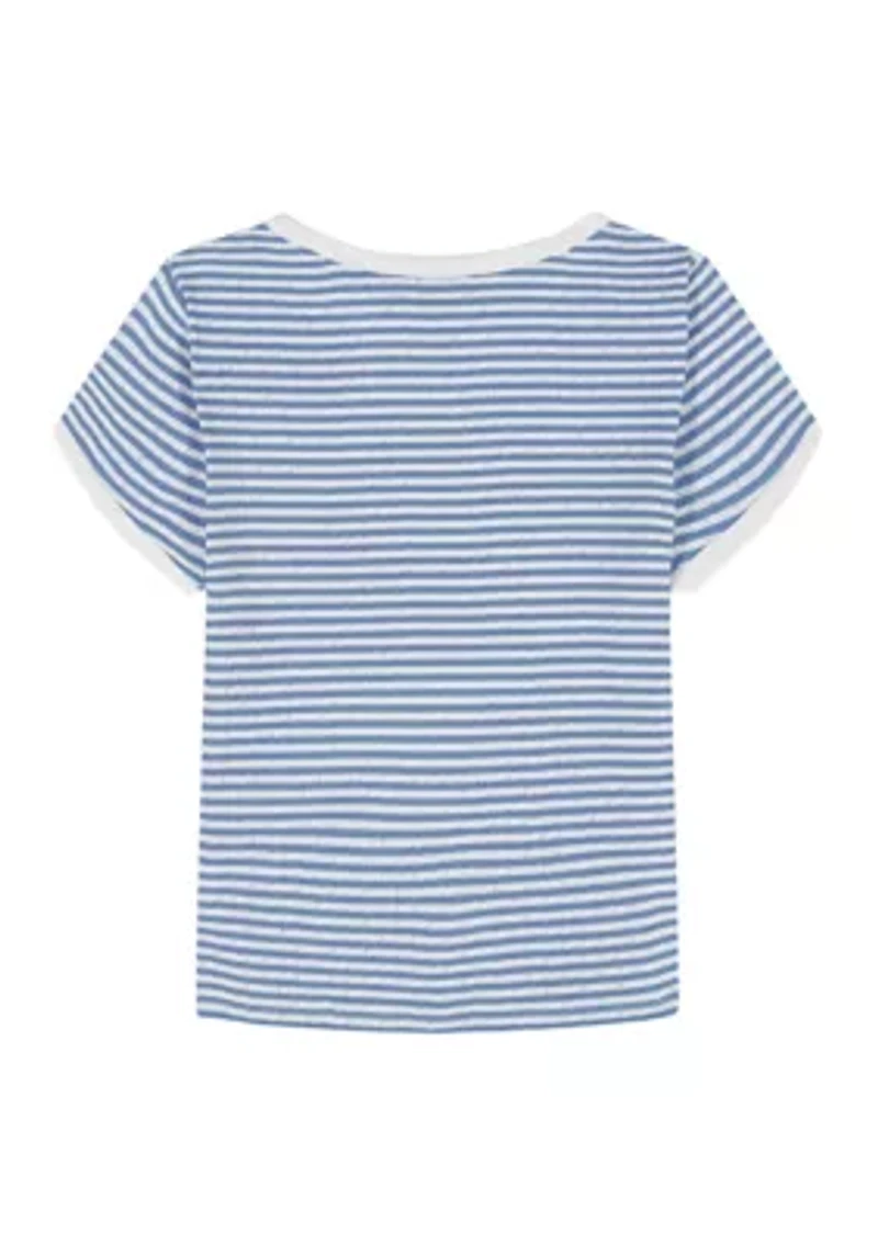 Girls 7-16 Striped Pointelle Top