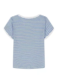 Girls 7-16 Striped Pointelle Top