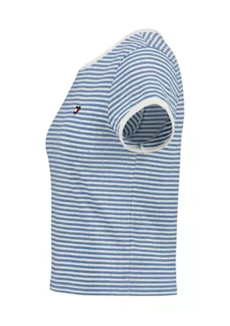 Girls 7-16 Striped Pointelle Top