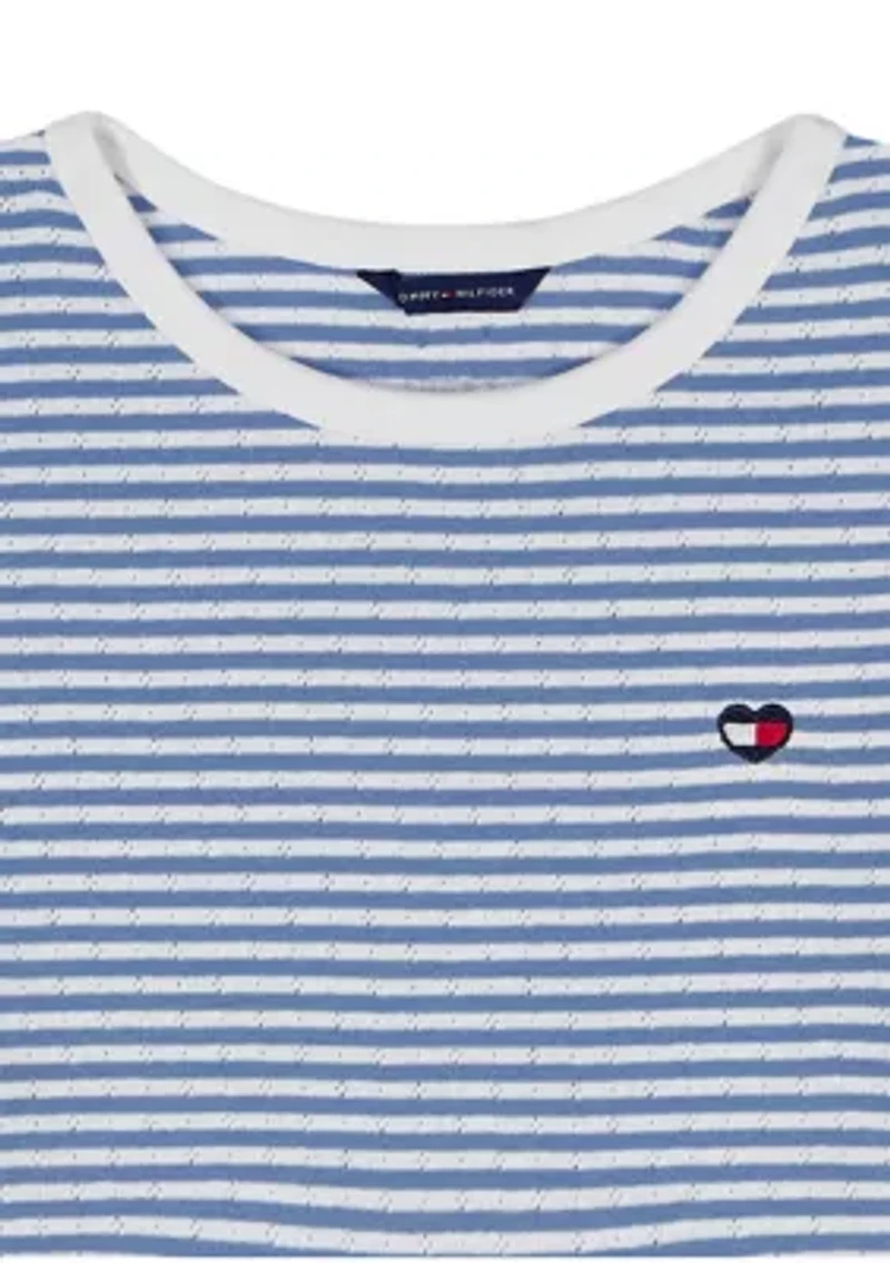 Girls 7-16 Striped Pointelle Top