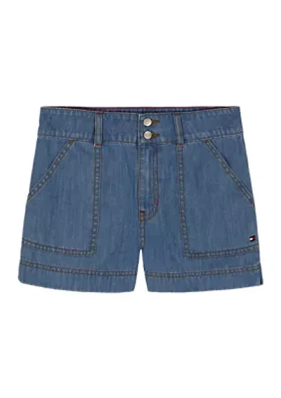 Girls 7-16 Denim Patch Pocket Shorts